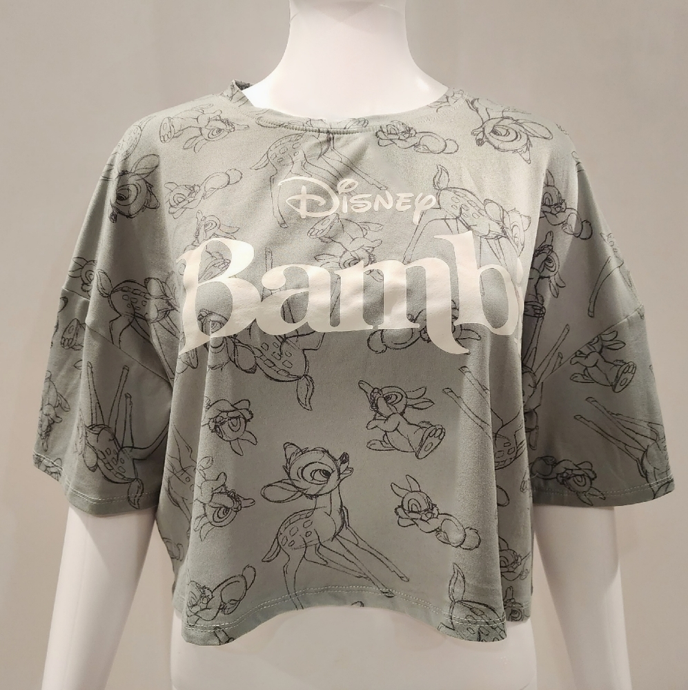 Disney Bambi Khaki Cropped Top. Women Size XS. Very Loose Fit